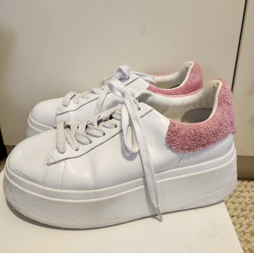 ASH "Move" Women's White Leather Platform Sneakers Size 37 = US 6.5/7 Ret. $225